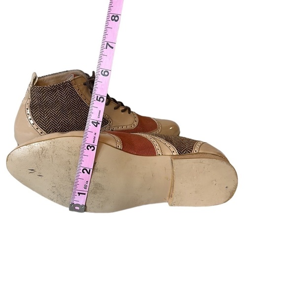 Dsign Step Leather With Broguing Herringbone Tweed Booties - Size US 6 - Picture 10 of 15